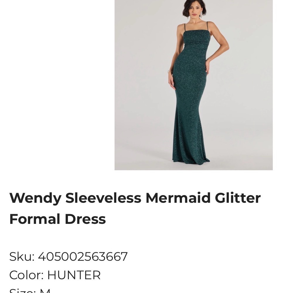 NWT Windsor size medium Hunter Green Sleeveless Mermaid Glitter Formal Dress